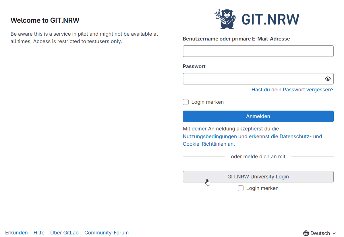 GIT.NRW Login Page