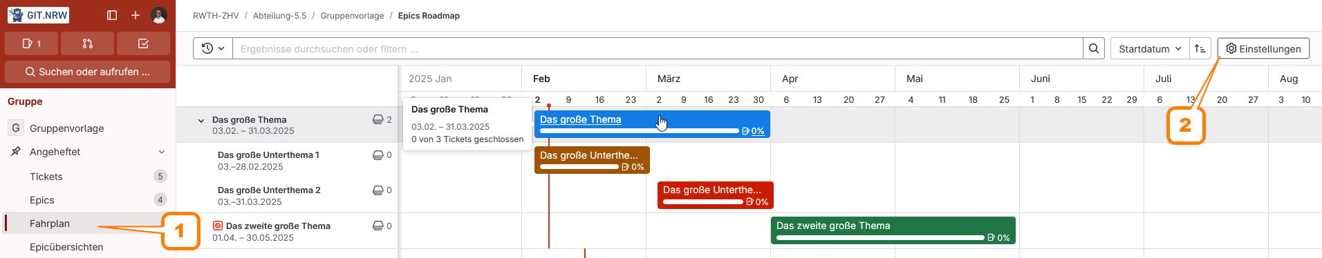 Example of a roadmap.