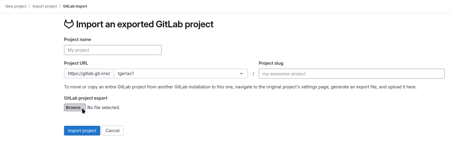 This points to the “Browse” button on the left side to include the project template.