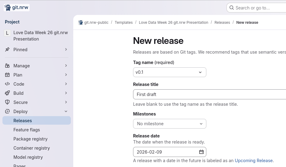 You can find the &ldquo;Releases&rdquo; Section when expanding the &ldquo;Deploy&rdquo; Header from your project page.